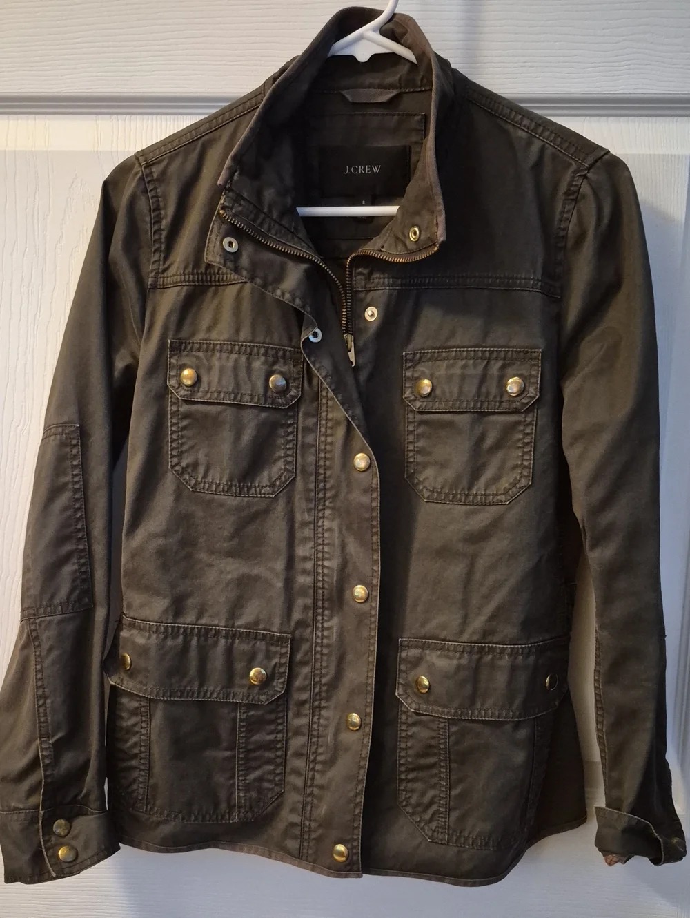 J. Crew Women's Olive Green Utility Jacket with Brass Buttons